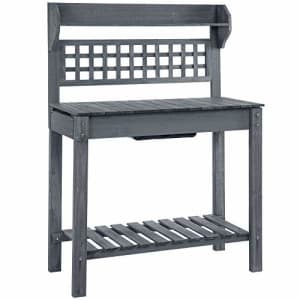 Outsunny Outdoor Potting Bench with Sliding Tabletop, Storage Shelf and Dry Sink, 2-Level Gardening for $120
