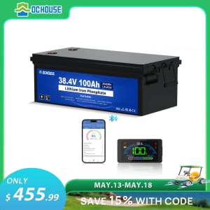 DC House 36V 100Ah Golf Cart Battery w/ Bluetooth for $456 DC House 36V 100Ah Golf Cart Battery w/ Bluetooth for $456