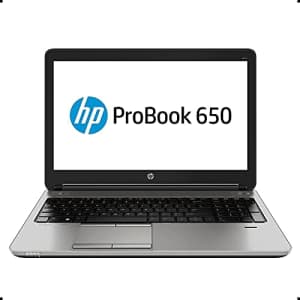 HP ProBook 650 G1 15.6" Laptop, Intel Core i7, 16GB RAM, 256GB SSD, Windows 10 Pro. Refurbished for $371