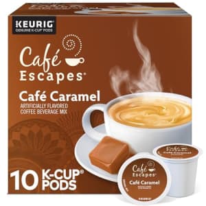 Cafe Escapes Caf Escapes Caramel Coffee Beverage, Single-Serve K-Cup Pods, 60 Count for $37