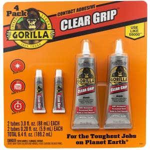 Gorilla Clear Grip Contact Adhesive 4-Pack for $9 for members Gorilla Clear Grip Contact Adhesive 4-Pack for $9 for members