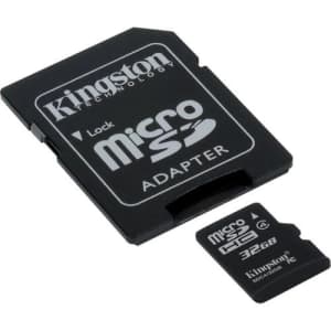 Transcend Samsung Rugby PRO Cell Phone Memory Card 32GB microSDHC Memory Card with SD Adapter for $5
