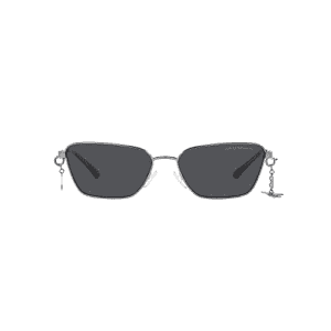 Emporio Armani Women's EA2141 Rectangular Sunglasses, Shiny Gunmetal/Dark Grey, 56 mm for $70