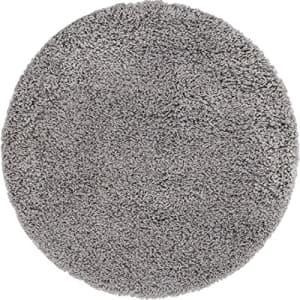 Unique Loom Solo Solid Shag Collection Area Modern Plush Rug Lush & Soft, 3' 3" x 3' 3", Cloud Gray for $19