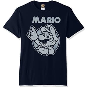 Nintendo Men's So Mario T-Shirt, Navy, Small for $12