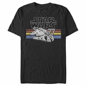Star Wars Men's Falcon Stripes Giddy Up T-Shirt, Black, X-Large for $15