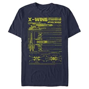 Star Wars Men's X-Wing Schematics T-Shirt, Navy Blue, 4X-Large for $11