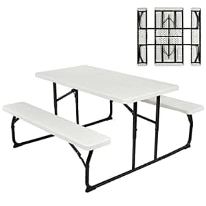 Giantex Folding Picnic Table Bench Set, Outdoor Dining Table Set, Large Camping Table for Patio for $150