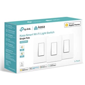 Kasa Smart Kasa Apple HomeKit Smart Light Switch KS200P3, Single Pole, Neutral Wire Required, 2.4GHz Wi-Fi for $50