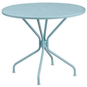 Flash Furniture Commercial Grade 35.25" Round Sky Blue Indoor-Outdoor Steel Patio Table for $132