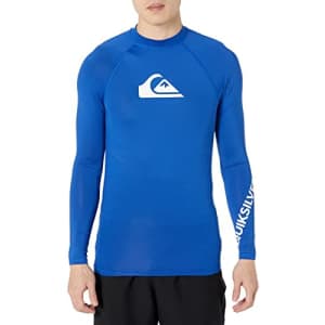 Quiksilver Men's Standard All Time Long Sleeve Rashguard UPF 50 Sun Protection Surf Shirt, Electric for $21