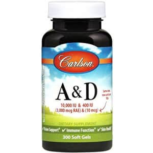 Carlson Labs Vitamin A and D, 10000/400 IU, 300 Softgels for $17