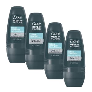 Dove Men+Care Clean Comfort Roll on Deodorant 4-Pack for $4.75 via Sub & Save