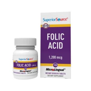 Superior Source Folic Acid Vitamin B9 1200 mcg Sublingual Instant Dissolve Tablets Under Tongue for $8