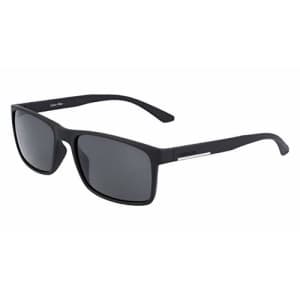 Calvin Klein Men's CK21508S Rectangular Sunglasses, Matte Black, 57 for $44