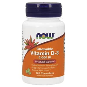 Now Foods NOW Supplements, Vitamin D-3 5,000 IU, Natural Mint Flavor, Structural Support*, 120 Chewables for $9 Now Foods NOW Supplements, Vitamin D-3 5,000 IU, Natural Mint Flavor, Structural Support*, 120 Chewables for $9