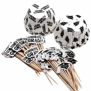 Fun Express Graduation Cupcake Liners with Picks (100 Picks and 100 Cupcake Liners) "Congrats Grad" for $22 Fun Express Graduation Cupcake Liners with Picks (100 Picks and 100 Cupcake Liners) "Congrats Grad" for $22