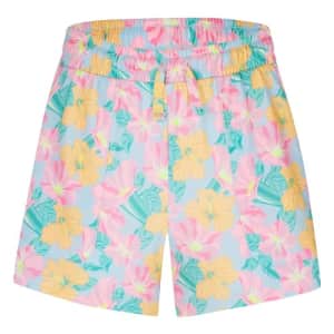 Hurley Girls' Toddler Soft Knit Pull On Shorts, Blue Ice/Floral, 2T for $15