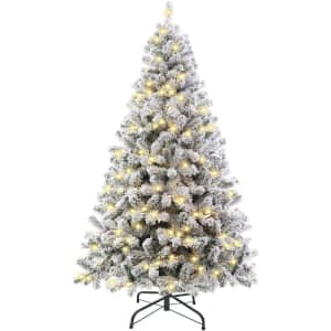 Sintean 6-Foot Flocked Pre-Lit Christmas Tree for $170