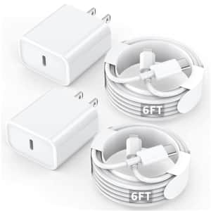 iPhone Fast Charger w/ 6-Ft. Lightning Cables 2-Pack for $10