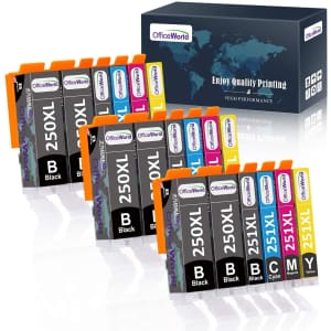 OfficeWorld Canon PGI-250XL CLI-251XL Replacement Ink Cartridges 18-Pack for $9 OfficeWorld Canon PGI-250XL CLI-251XL Replacement Ink Cartridges 18-Pack for $9