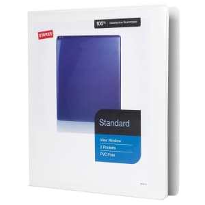 Staples Standard 1" 3-Ring View Binder for $2 Staples Standard 1" 3-Ring View Binder for $2