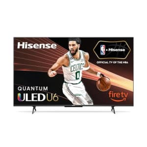 Hisense 75-Inch Class U6HF Series ULED 4K UHD Smart Fire TV (75U6HF, 2023 Model) - QLED, 600-Nit for $650