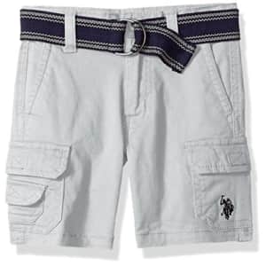 U.S. Polo Assn. Boys' Little Short, Belted Cotton Stretch Twill Light Grey, 7 for $18