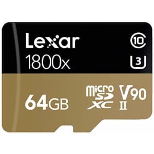 Lexar Professional 1800x 64GB microSDXC UHS-II Card (LSDMI64GCBNA1800A) for $57