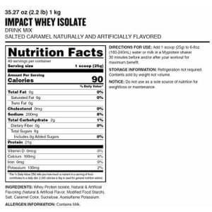 Myprotein Impact Whey Isolate Protein Powder, Salted Caramel, 2.2 Lb (40 Servings) for $58
