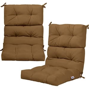 Giantex 2 Pack Tufted Outdoor Patio Chair Cushion 5", High Back Chair Cushion with 4 String Ties, for $96