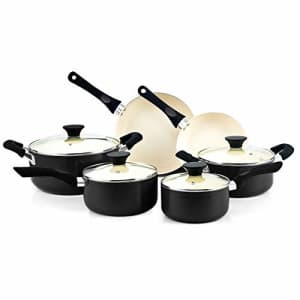 Cook N Home Ceramic coating cookware set, 10-Piece, Black for $110