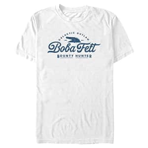 STAR WARS Big & Tall Book Galatic Outlaw Boba Fett Men's Tops Short Sleeve Tee Shirt, White, for $8