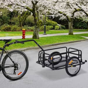 Folding Bicycle Cargo Storage Cart & Luggage Trailer w/ Hitch for $134