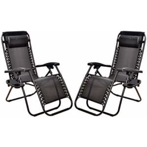 BalanceFrom Adjustable Zero Gravity Lounge Chair Recliners for Patio, Black for $97
