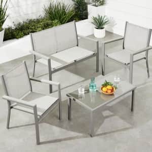 Best Choice Products 4-Piece Outdoor Textilene Patio Conversation Set, Backyard Furniture for $150