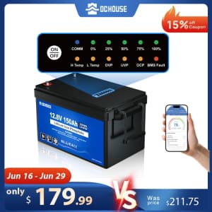 DC House 12V 150AH LiFePO4 Bluetooth Trolling Motor Battery for $180 DC House 12V 150AH LiFePO4 Bluetooth Trolling Motor Battery for $180