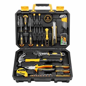 DEKOPRO 100 Piece Tool Set Home Repair Tool Kit,Plastic Tool Box Storage with General Household for $30