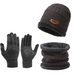 Beanie, Gloves, and Scarf Set for $5