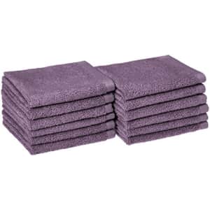 Amazon Basics Quick-Dry, Luxurious, Soft, 100% Cotton Towels, Lavender - Set of 12 Washcloths for $16