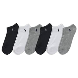 POLO RALPH LAUREN Men's Classic Sport Solid Socks 6 Pair Pack - Cushioned Cotton Comfort, Grey for $31