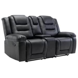 Polibi 72" 2-Seat Home Theater Recliner Loveseat w/ Storage Console for $695
