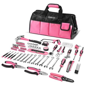 DEKOPRO Pink Tool Set for Women Ladies Girls, 226-Piece Household Hand Tool Kit with Wide Mouth for $74