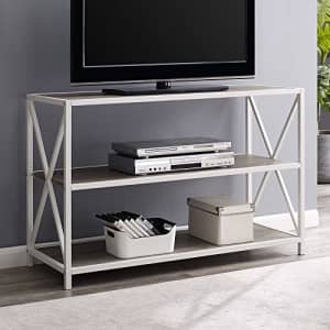 Walker Edison Furniture Company 2 Tier Open Shelf Industrial Wood Metal Bookcase Tall Bookshelf for $147