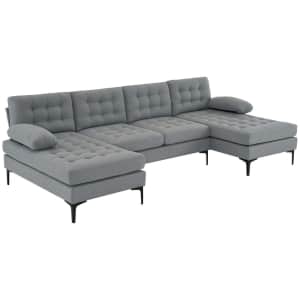 Ktaxon 4-Seat Tufted Linen Sectional Sofa for $400