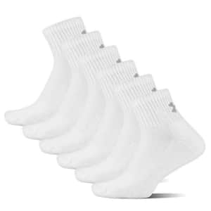 Under Armour Adult Cotton Quarter Socks, Multipairs, White/Gray (6-Pairs), Large for $29