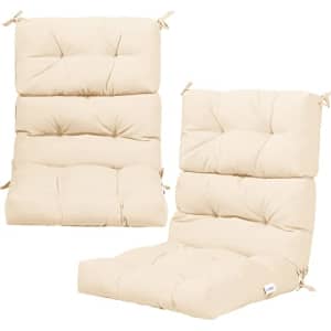 Giantex 2 Pack Tufted Patio Cushion, Outdoor High Back Chair Pads 4.5 Inch Thick, with 4 String for $100