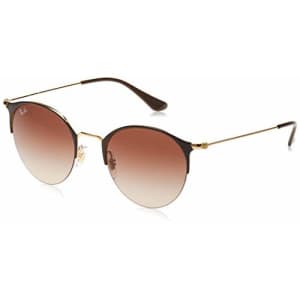 Ray-Ban RB3578 Round Metal Sunglasses, Brown On Gold/Brown Gradient, 50 mm for $189