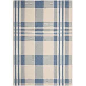 SAFAVIEH Courtyard Collection 2' x 3'7' Beige/Blue CY6201 Plaid Indoor/ Outdoor Patio Backyard for $15