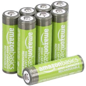 AmazonBasics AA Rechargeable Batteries 8-Pack for $16